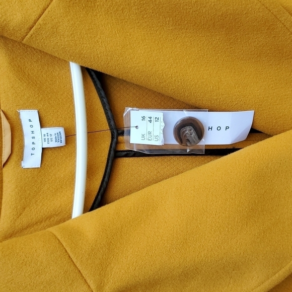 Topshop Golden One button Coat 12 NWT Oversized - Picture 2 of 5